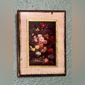 Jan Van Eyck Floral Still Life Print Wood Gold Gilt Italy
